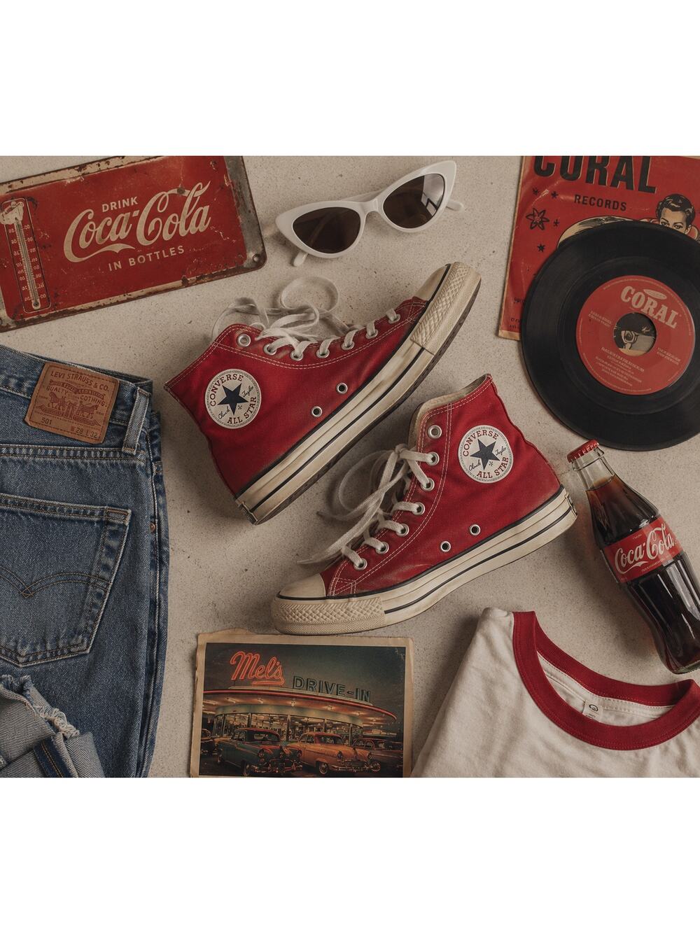 Vintage USA Converse Chuck Taylor Red Hi Top Canvas Sneakers‎ Heavy W-9, M-7